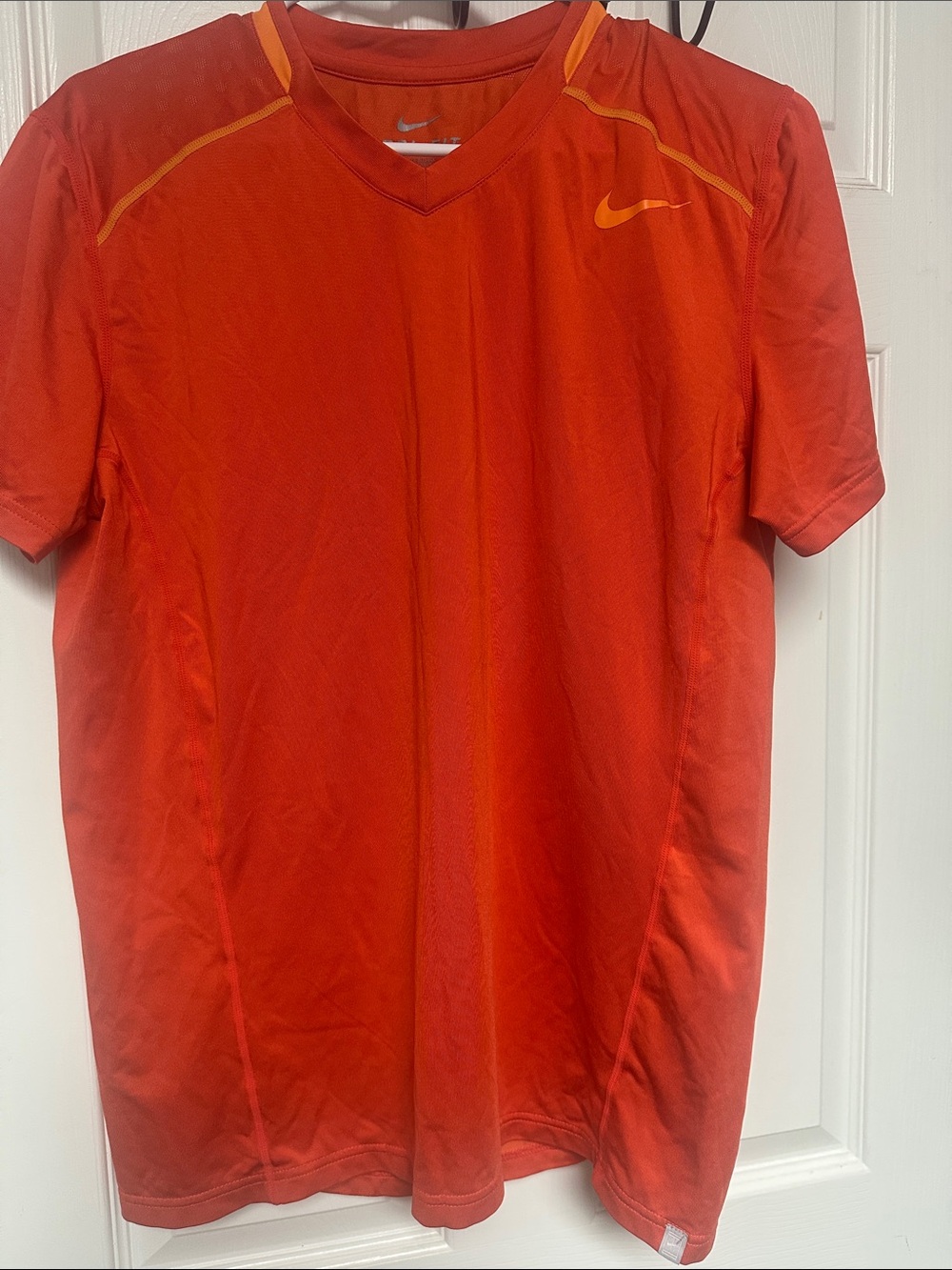 Nike Men’s Orange Short Sleeve Training Tee with Yellow Accents
